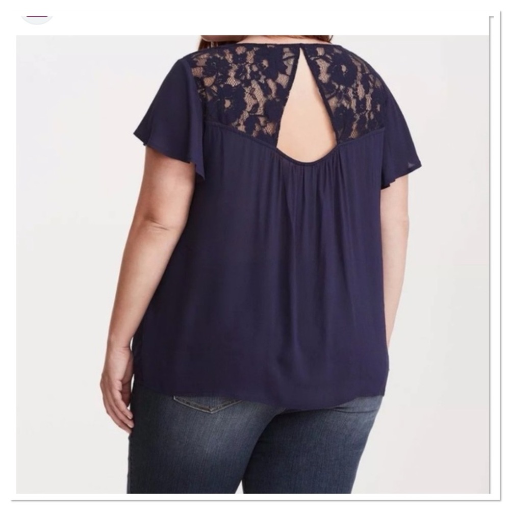 Torrid Blue Cap Sleeve Cut Out‎ Blouse
